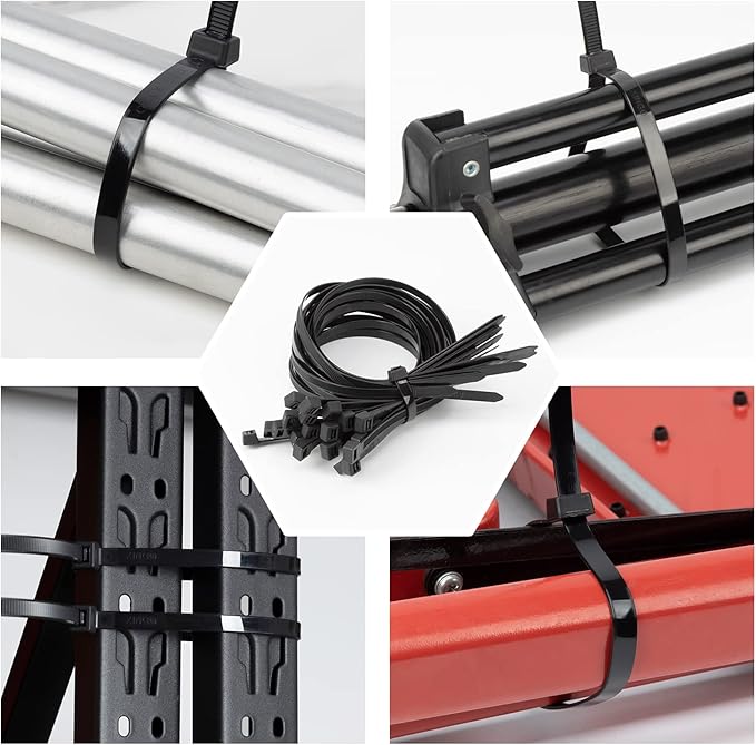 XINGO 48 inch Black Zip Ties Heavy Duty 25 PCS, 200 LBS Ultra Strong Plastic Wire Ties, Large Cable Ties Extra Long Tie Wraps, Indoor and Outdoor UV Resistant