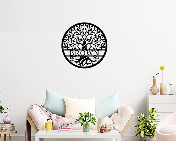 Personalized Tree of Life Metal Wall Sign, Custom Tree of Life Wall Art, Personalized Anniversary Wedding Gifts, Custom Metal Name Sign, Personalized Metal Name Sign Personalized Mothers Day Gift