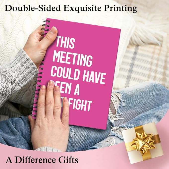 XQLZY This Meeting Could Have Been A Fist Fight Rose Red Spiral Notebook, Funny Corporate Humor Notepad, Office Sarcastic Humor Gifts for Men Women Coworker BFF Friend, Coworker Christmas Gifts