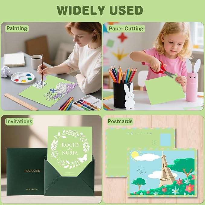 Cardstock 8.5 X 11, 40 Sheets Light Green Card Stock, 75lb/ 200gsm Pale Green Copy and Printer Paper For Art, Drawing, Invitations, DIY Cards, Watercolor, Craft, Construction, School & Office Supplie