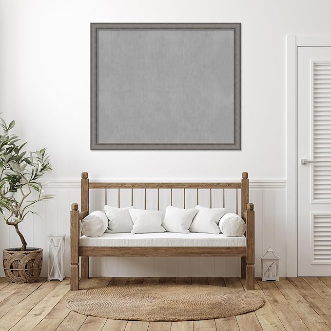 Amanti Art Grey Framed Magnetic Board 44x52 Oversize Vision Board for use with Magnets, 100% Metal Sheet to Display Items as Office Decor or for Home Organization in mudroom, Kitchen or Kids Room