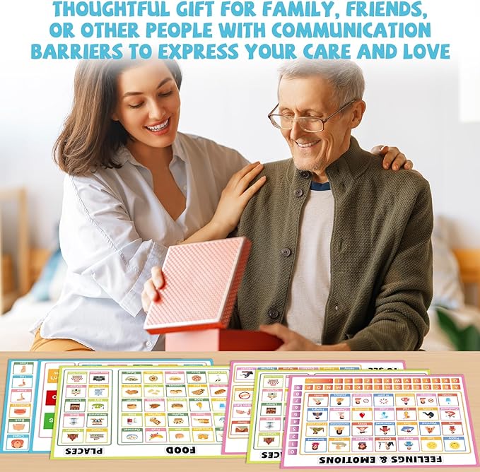 6Pcs Communication Board for Non Verbal Adults Picture Symbol Communication Cards Speech Therapy Tools for Autism Toddlers Kids Aphasia Stroke Patients Hospital Care Home Use Talking Placemats