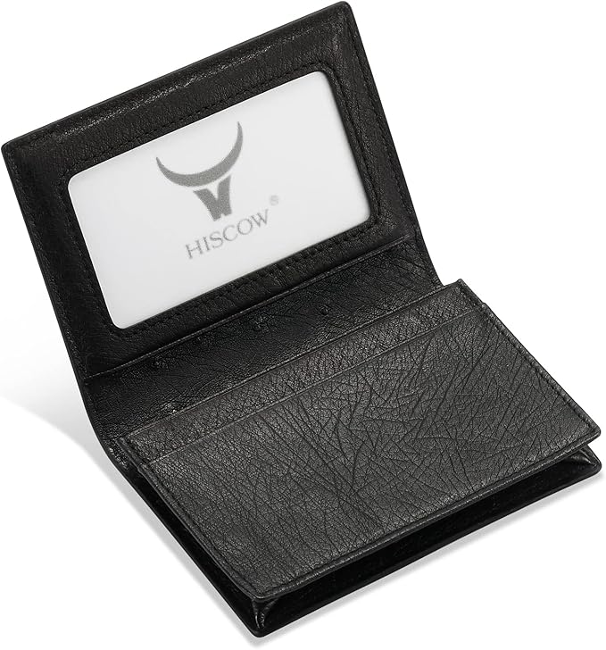 Leather Business Card Case Holder for Men & Women, Italian Calfskin