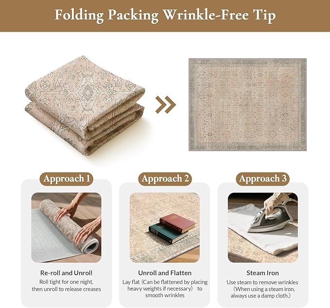 GENIMO 2x10 Runner Rugs for Hallway, Machine Washable Non Slip Vintage Rugs, Low Pile Lightweight Soft Print Rug for enrtyway, Corridor, Home Office, Kitchen, Oatmeal Beige
