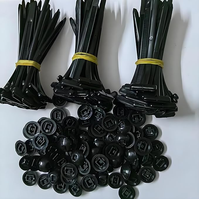 200 Pcs Nylon Universal Cable Tie Buckle with PP Storage Box - Multifunctional Zip Ties with Pin & Button, UV Resistant Fasteners for Car Repair, Bumper & Fender Clips (150PCS)