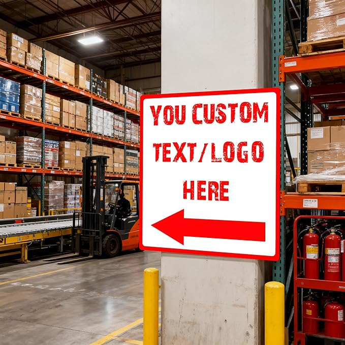 Custom Square Left Arrow Signs - 18 * 18 inches - Optional reflective,High-definition arrow, for parking lots 、 corridors、basement