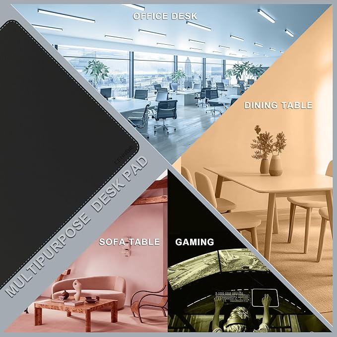 CENNBIE 39.4" x 27.5" Black Leather Desk Mat, Non-Slip Waterproof Extra Wide Desk Pad Protector,Computer Mouse Pad for Office Home