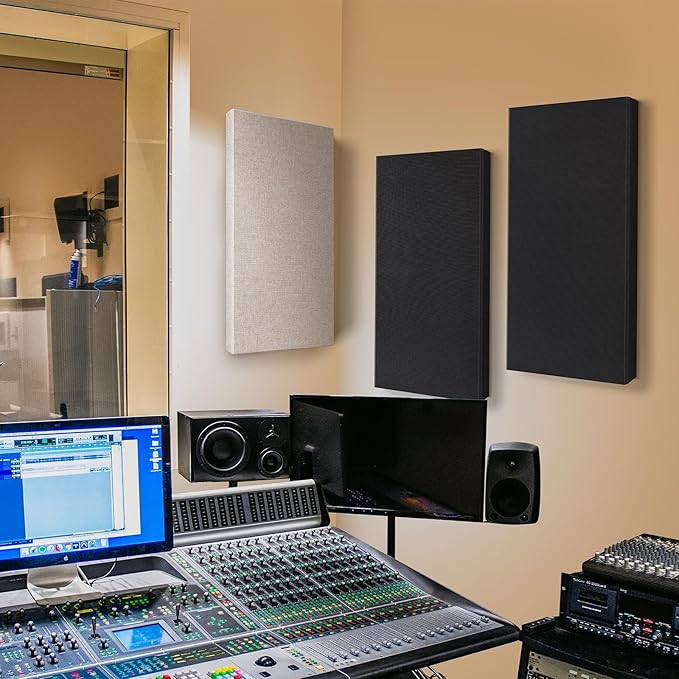 23.62" X 11.81" X 2" Fiberglass Wall Panel, 4 Pack Acoustic Panels, Acoustic Panels Sound Absorbing for Office, Studio, Home Theatre - Heather Grey