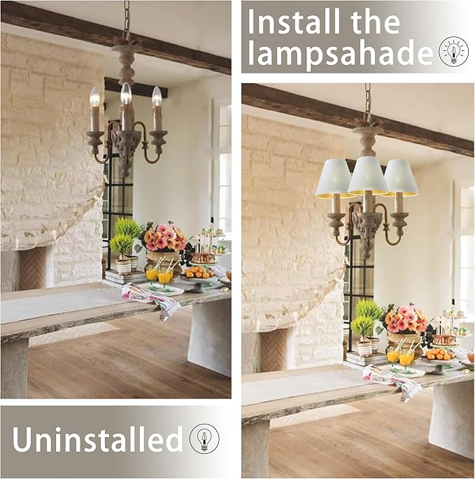 TAaMTYH small lamp shade chandelier shades set of 3,Fabric Lampshade for Wall Lamp,chandelier shades,small tadle lamps,For Cutting Edge bulbs, Clip-on Fitter Lampshade,3" X 6" X 5"
