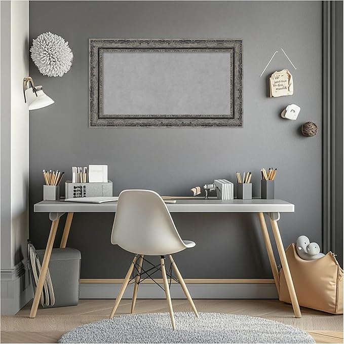 Amanti Art Black Framed Magnetic Board 16x28 Small Vision Board for use with Magnets, 100% Metal Sheet to Display Items as Office Decor or for Home Organization in mudroom, Kitchen or Kids Room