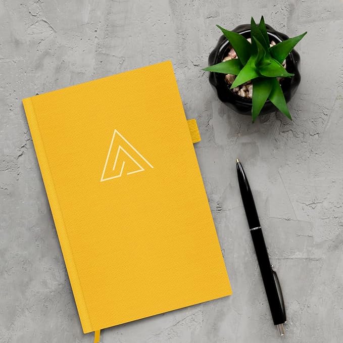 Draphy Self-Mastery Journal for Men - Gratitude and Productivity Journal for More Happiness, Positivity, Growth, Mindfulness, Self Care and Reflection - Guided Inspirational Journals for Men (Yellow)