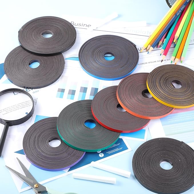 AmazingSpark Magnetic Tape Roll Thin Strips, 1/4 Inch x 33 Feet Magnetic Board Dividers Whiteboard Graphic Decorative Tape Marking Line for Classroom Office Art Accessories(Purple)