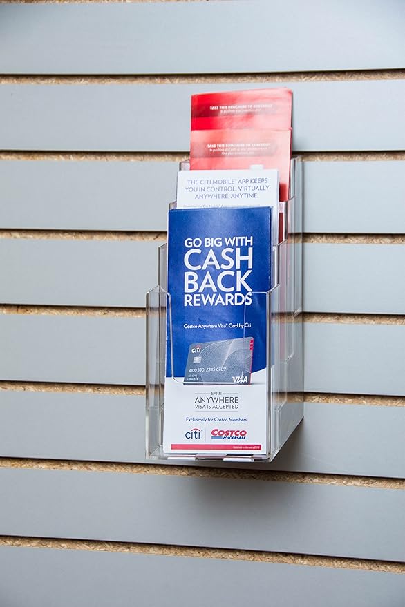 Clear-Ad - LHF-Z104 - Acrylic Slant Back 4 Tier Trifold Brochure Display w/Z-bar for SlatWall - Plastic Literature Holder for Flyers, Booklets, Bills, Mail, Letters, Cards, Pamphlets, Maps (2-Pack)