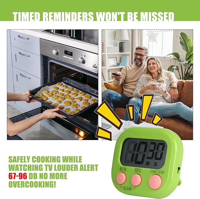 6 Pack Multi-Function Electronic Timer, Colorful Kitchen Timers Digital Magnetic, Countdown Timer, Big LCD Display Loud Alarm Kitchen Timers for Cooking, Bathing, Gym, Meeting, Classroom