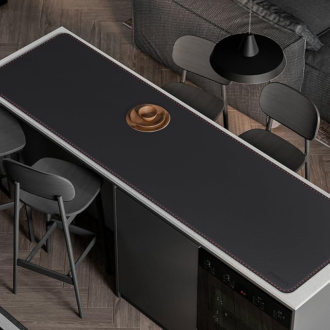 ZORESYN Desk Pad 74.8x19.7inch, Large Mouse pad Desk Mat, Waterproof PU Leather Desk Blotter Protector Desk Accessories with Non Slip Base for Home Office (Black)