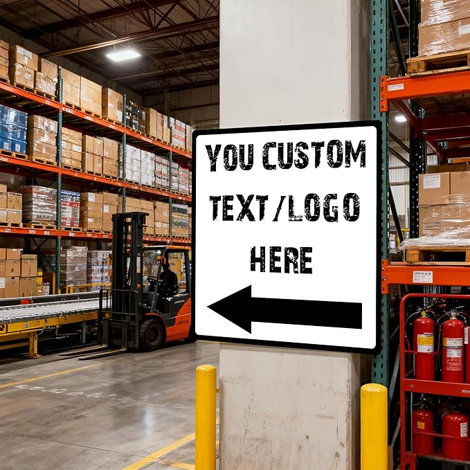 Custom Square Left Arrow Signs - 18 * 18 inches - Optional reflective,High-definition arrow, for parking lots 、 corridors、basement