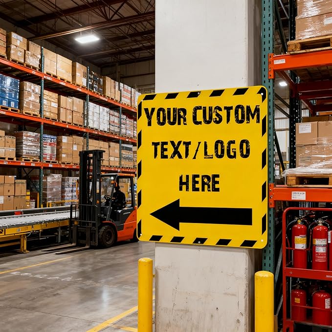 Custom Square Up Arrow Metal Signs - 28 * 28 inches - Rust-resistant metal, Optional reflective, for staircases、equipment signs、storehouse