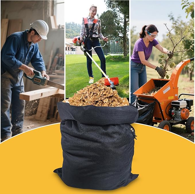 SEASLIMIT Wood Chipper Bag Collection for Craftsman Electric Shredder Mulcher, 2-PackUniversal 24x48 Leaf Mulcher Collection Bag Fits Most Brand