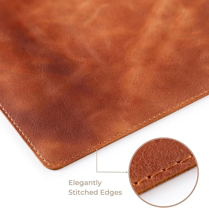 Node Leather - Genuine Leather Desk Mat (32" x 16"), Desk Organizer & Cup Coaster - Leather Office Set - Premium Handmade Office Accessories for Elegant Workspace - Brown