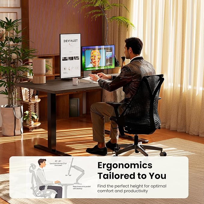 ErGear Height Adjustable Electric Standing Desk, 31.5 x 18.9 Inches Sit Stand up Desk, Memory Computer Home Office Desk with Two-Piece Desktop (Espresso)