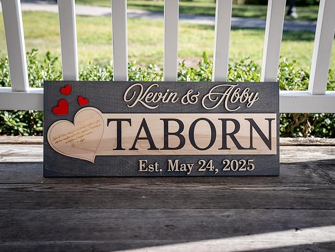 Custom Family Name Sign | Personalized Wooden Wedding Gift | Rustic Last Name Wood Plaque | Established Date Sign |Аnniversаrу (Taborn Style)