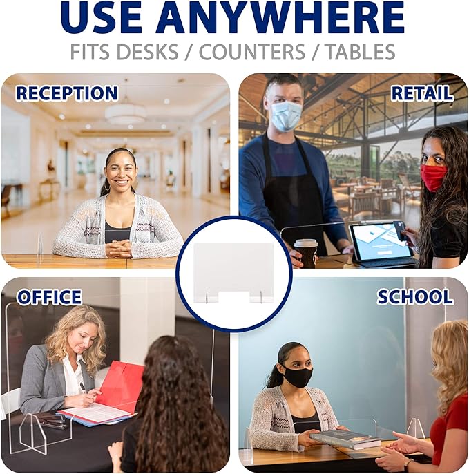 SignHero Sneeze Guard | Large, Sturdy ΒΌβ Acrylic Plexiglass Shield | USA-Made, 30 Second Setup | Plexiglass Barrier for Counter, Reception, School, Office (Multiple Sizes)