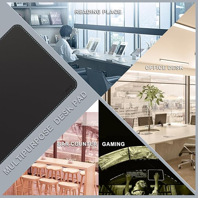 CENNBIE Leather Desk Mat Protector, XXL 74.8" x 31.4" Extra Large Leather Office Desk Pad Mat for Full Desk, Computer Desk Mat on top of desks - Oversized Large Mouse Pad (Black)