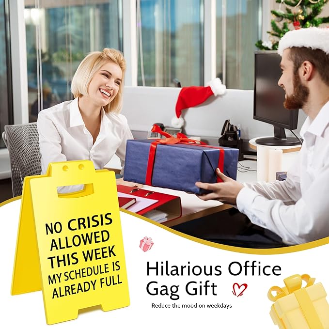 Smilelife Funny Office Cubicle Decor No Crisis Allowed This Week Desk Sign Team Office Gag Gifts for Coworker Teammate Employee Boss Manager