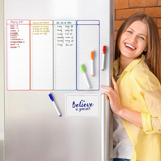 Mr. Pen- 4" x 12" Magnetic Dry Erase to Do List, 11 pcs, Neon Style, 4X Dry Erase to Do List White Board, 6X Colorful Whiteboard Markers and 6" x 4" Magnetic Whiteboard Note