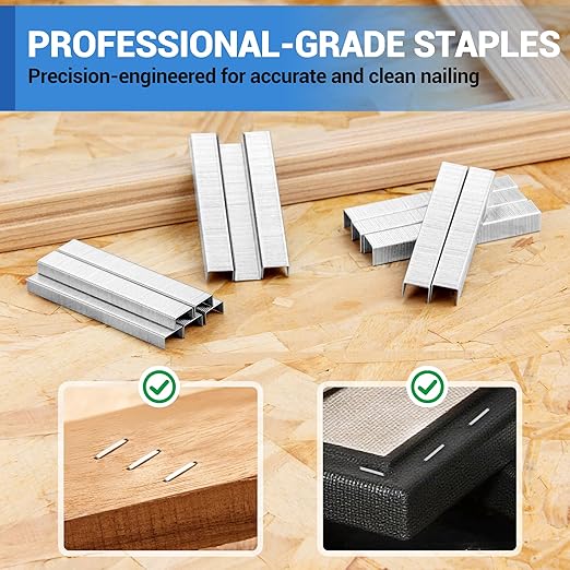 meite JT21 Staples, 1/4 Inch Galvanized Fine Wire Staples for Staple Gun - 7/16" Crown JT21 Staple Refill, Ideal for Upholstery, Crafts, Furniture (10 Packs)