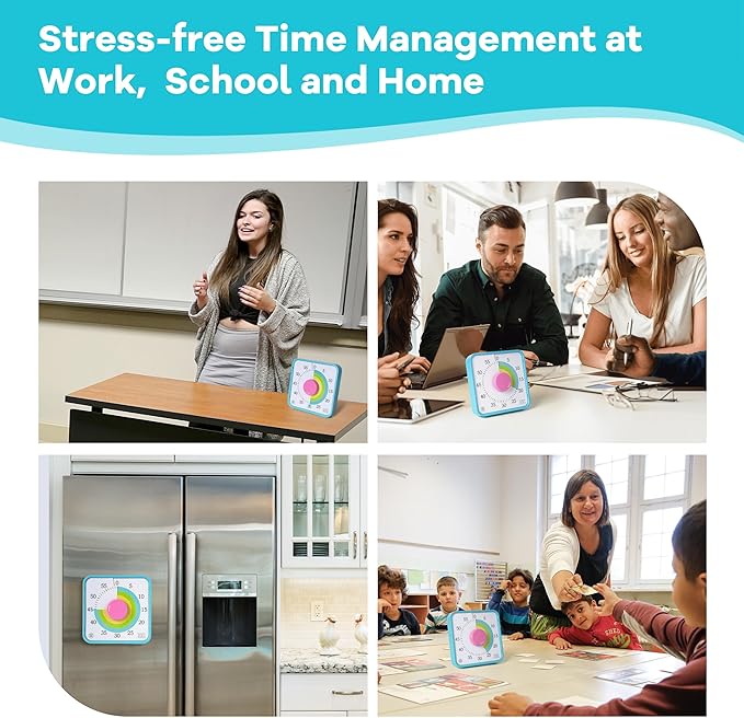 TWENTY5 SEVEN Countdown Timer 7.5 inch; 60 Minute 1 Hour Visual Timer β Classroom Teaching Tool Office Meeting, Mechanical Countdown Clock for Kids Exam Time Management Magnetic, Macaron Sky Blue