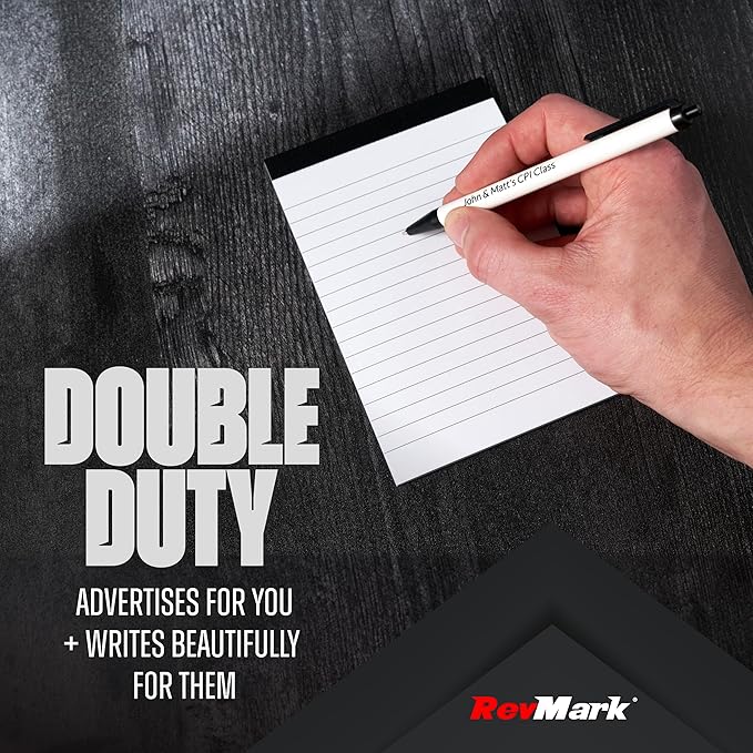 RevMark Personalized Ballpoint Pen, Custom Printed Name, Business or Event Information, Timeless Advertising, USA Made Pens, Promotional Marketing, Smooth Black Ink, Bulk Pack (Red,1000 Ct.)