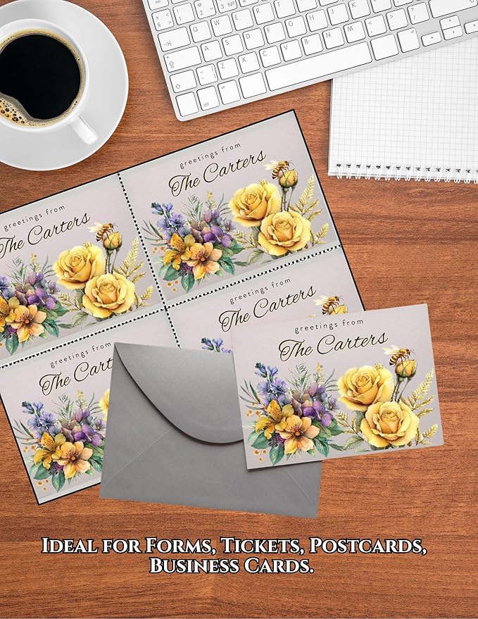 Limited Papers (TM) 8.5x11 Perforated Paper, 20/50 Pound, 75 GSM, Variety of Perforation Sizes and Colors, for Forms, Tickets, Postcards, Business Cards. (Green, 4 up – 1 Hor. & 1 Ver.)