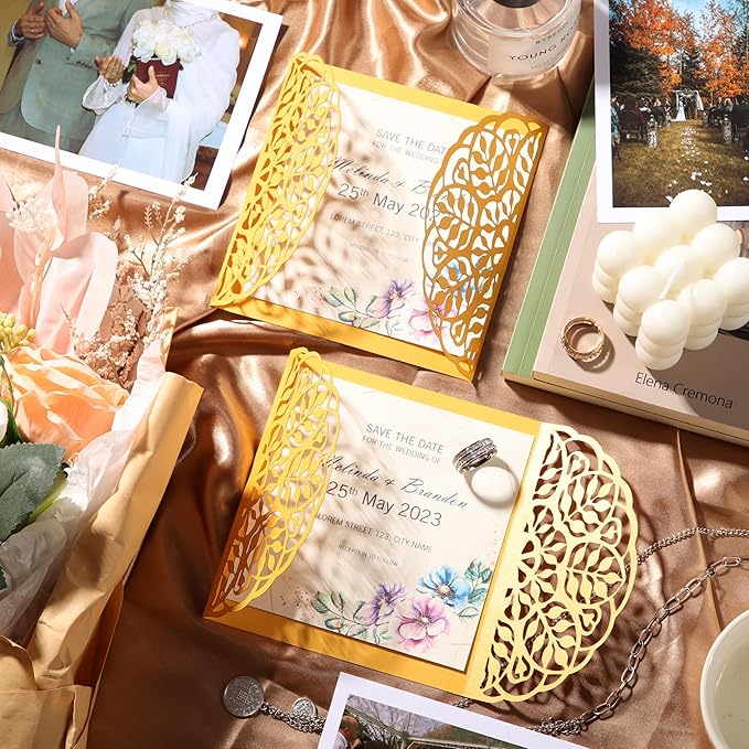 25 Sheets Gold Shimmer Cardstock 8.5 x 11Inch Metallic Card Stock 250GSM/92LB Heavyweight Craft Printer Paper for Wedding Invitations, Greeting Cards, Printing UAP18GD025