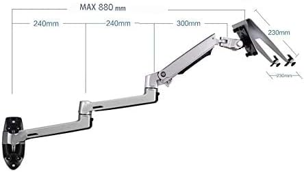 XSJ8013WT Wall Mount Laptop Holder Ultra Long Arm Aluminum Mechanical Spring Full Motion Laptop Mount Arm Monitor Holder Lapdesk (Black)