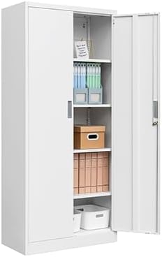 TaskStorz Storage Cabinet, 72 Inch Tall Metal Storage Cabinet with Doors and Shelves,Heavy Duty Metal Cabinet, Pantry Cabinets for Kitchen Storage, Garage Cabinet for Living, Dining Room