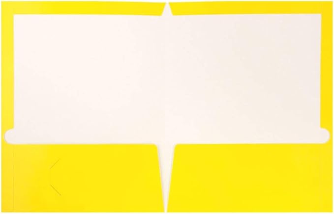 JAM PAPER Laminated Two Pocket Glossy School Folders - Letter Size - High Gloss Yellow - 6/Pack