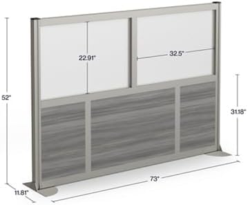 NBF Office Partitions - Cubicle Privacy Panel Wall Divider - Modern Room Separator with Quick Assembly - Indoor Laminate Free Standing Portable Room Divider Panel - 52" H x 73" W (Gray)