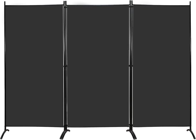 MAYOLIAH Partition Room Dividers 3 Panel Folding Privacy Screens 6 Ft Tall Portable Office Walls Dividers for Room Separator 102"x20"x71", Black