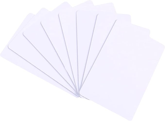 100 Pack - Premium Blank PVC Cards for ID Badge Printers - Premium Quality White CR80 30 Mil (CR8030) by KLMNDUO - Compatible with Most Photo ID Badge Printers(White)