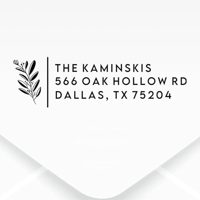 Custom Floral Address Stamp | Choose from 12 Designs | Multiple Ink Color Options | Envelope Return Address Stamp for Couple or Family (Design 2, Large)