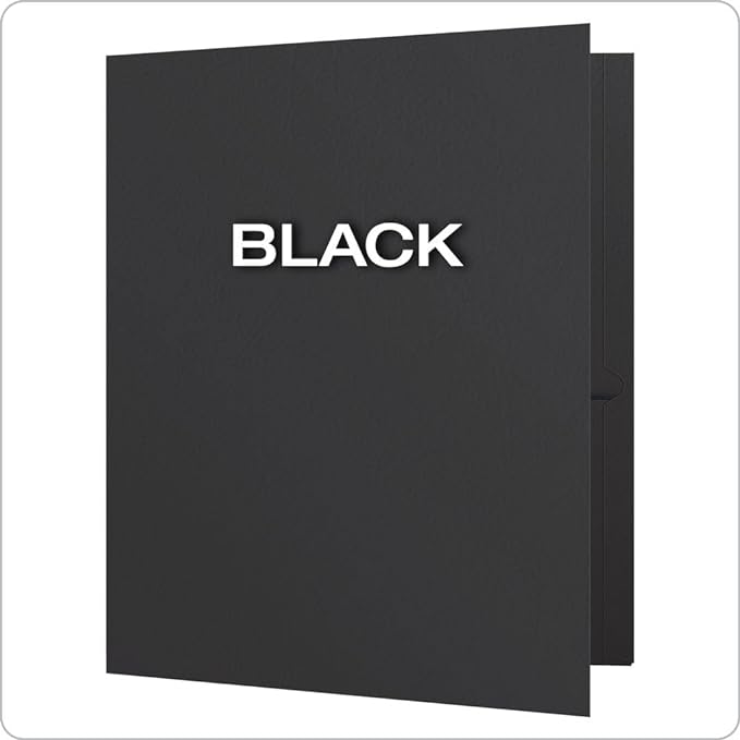 Oxford Twin-Pocket Folders, Textured Paper, Letter Size, Black, Holds 100 Sheets, Box of 25 (57506EE), 8-1/2 x 11