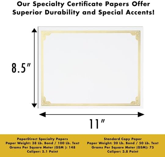 PaperDirect Purple on White Classic Specialty Certificates, 8½ x11, Foil Accents, 50 Count, Certificates And Awards Paper, For School, Work, Diplomas & Award Certificates