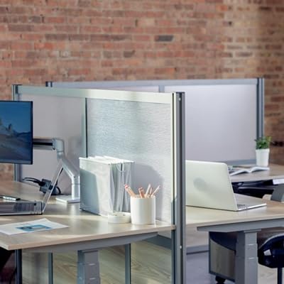 NBF Office Partitions - Cubicle Privacy Panel Wall Divider - Modern Room Separator with Quick Assembly - Indoor Laminate Free Standing Portable Room Divider Panel - 52" H x 60" W (Warm Ash)
