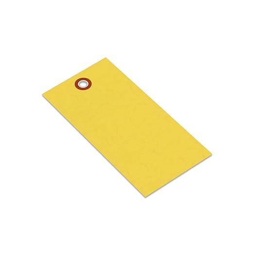 SmartSign (Pack of 100) 4.75 x 2.375 inch “Yellow” Blank Tyvek Shipping Tags with Metal Eyelets, Size #5, 8 mil Thick Tyvek, Made in USA