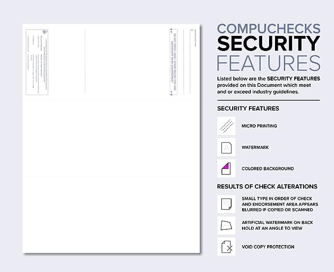 Compuchecks Check on Top Blank Check Paper - 100 Pack, Quick-Books & Laser Printer Compatible - Security Business Checks with Voucher - 8.5" x 11" Burgundy Marble