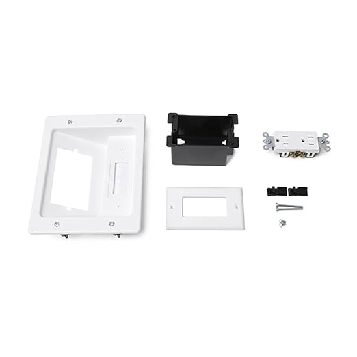 Wall Cable Concealer Management Kit, Recessed Outlet Behind TV for Wall Mount TV with Cable Management Box, in Wall TV Connection Kit Hides Power Cables & Low Voltage Wires Fits All Plugs (NO Wire)