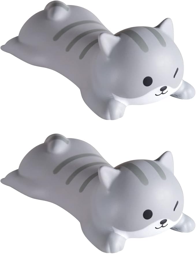 Cityhermit Cute Wrist Rest Support for Mouse Computer Arm Rest for Desk Ergonomic Kawaii Office Supplies Slow Rising PU Mouse Pad (Grey Cat-2pcs)