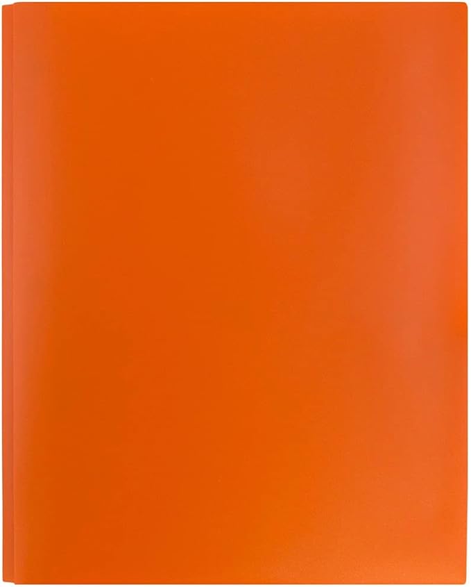 JAM PAPER Plastic Color POP Folders - 2 Pocket Durable Folders with Metal Prongs Fastener Clasps - Orange - 6/Pack