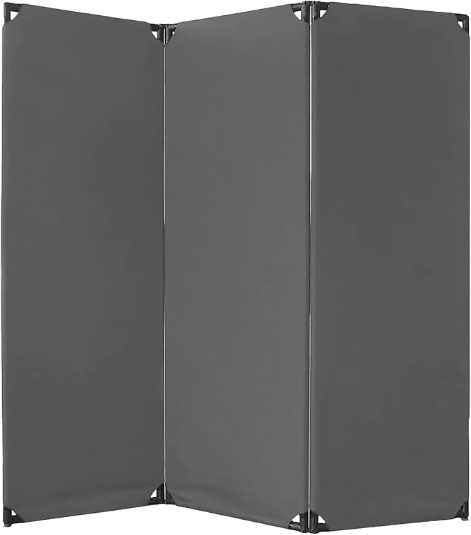 Versare FP6 Folding Privacy Screen | 3 Panels | 360 Degree Rotating Hinges | Economical Partition for Offices, Schools, Home and More | 6' Wide x 6' Tall Pewter Fabric